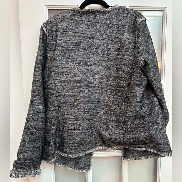 Banana Republic Grey Black Tweed Wool Snap Front Blazer Jacket Size XL - Picture 10 of 16